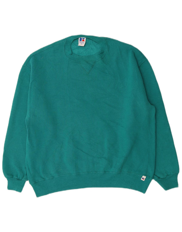 RUSSELL ATHLETIC Mens Sweatshirt Jumper XL Green Cotton
