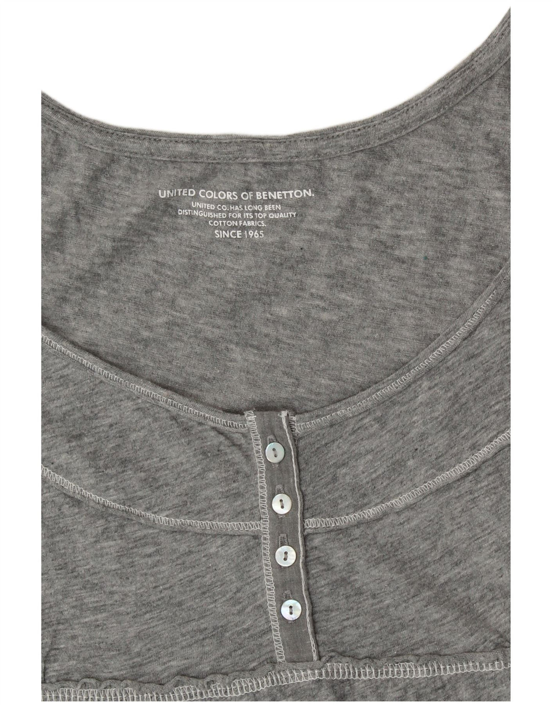 BENETTON Chemisier Femme Top UK 10 Petit Gris Floral