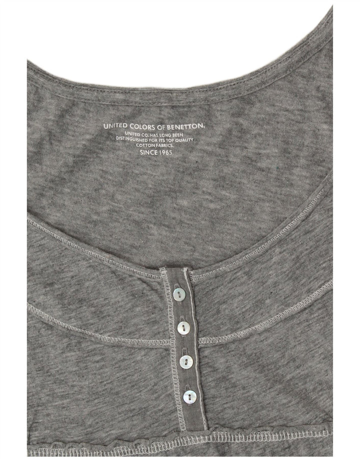 BENETTON Chemisier Femme Top UK 10 Petit Gris Floral