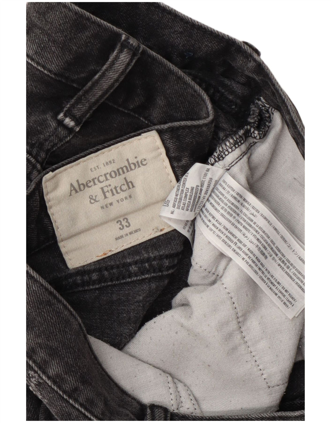 Abercrombie & Fitch Short en jean W33 pour homme en coton gris moyen