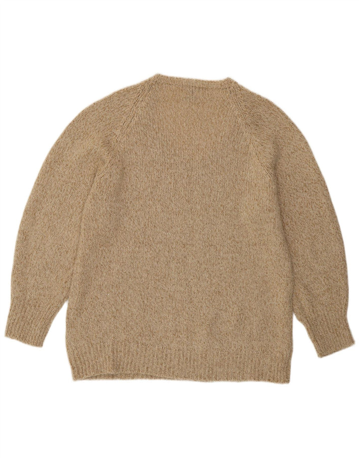 Massimo Dutti Pull col V pour femme UK 14 Laine mouchetée beige moyen