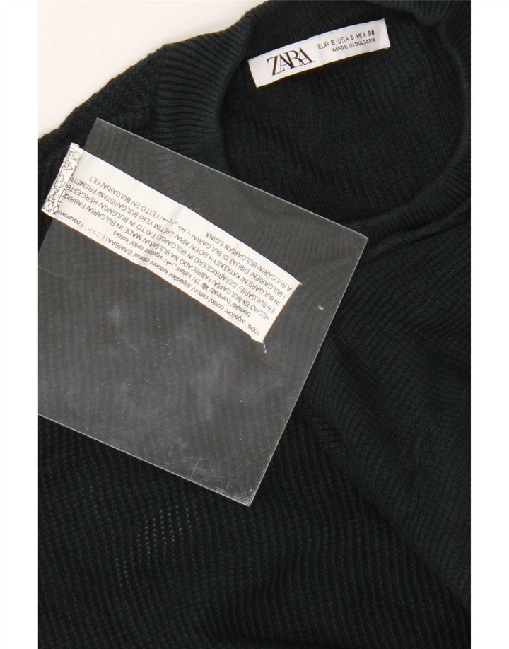 Zara Pull ras du cou pour homme en coton vert petit