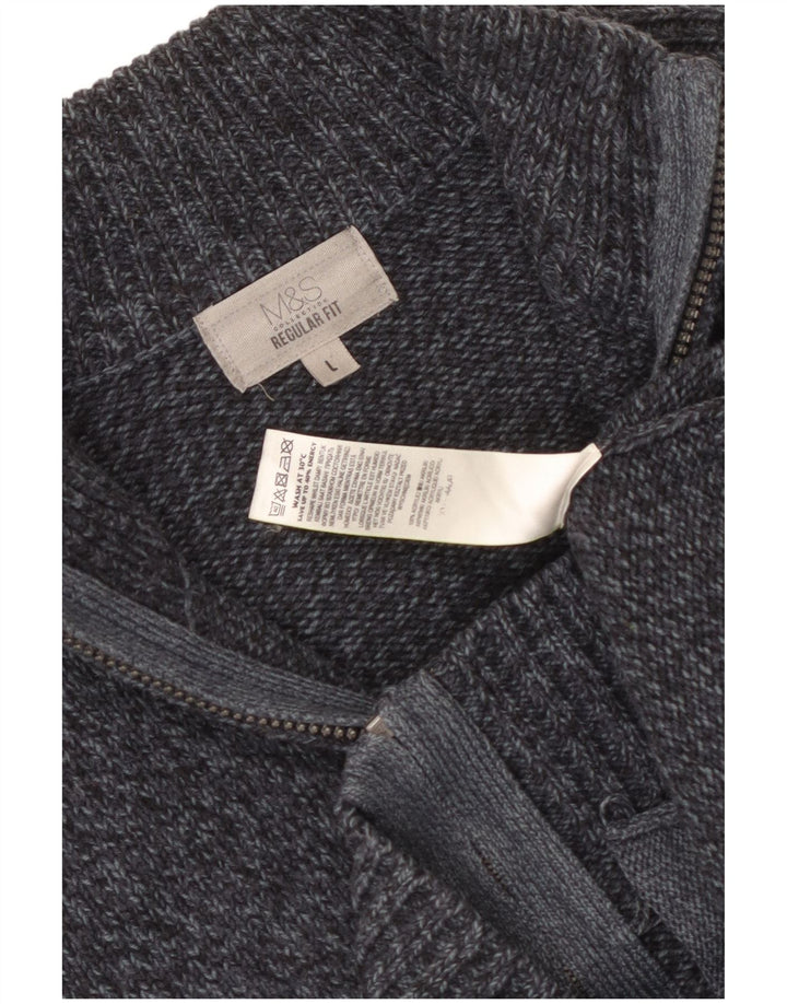 MARKS & SPENCER Pull Cardigan Coupe Régulière pour Homme Grand Bleu Marine Moucheté