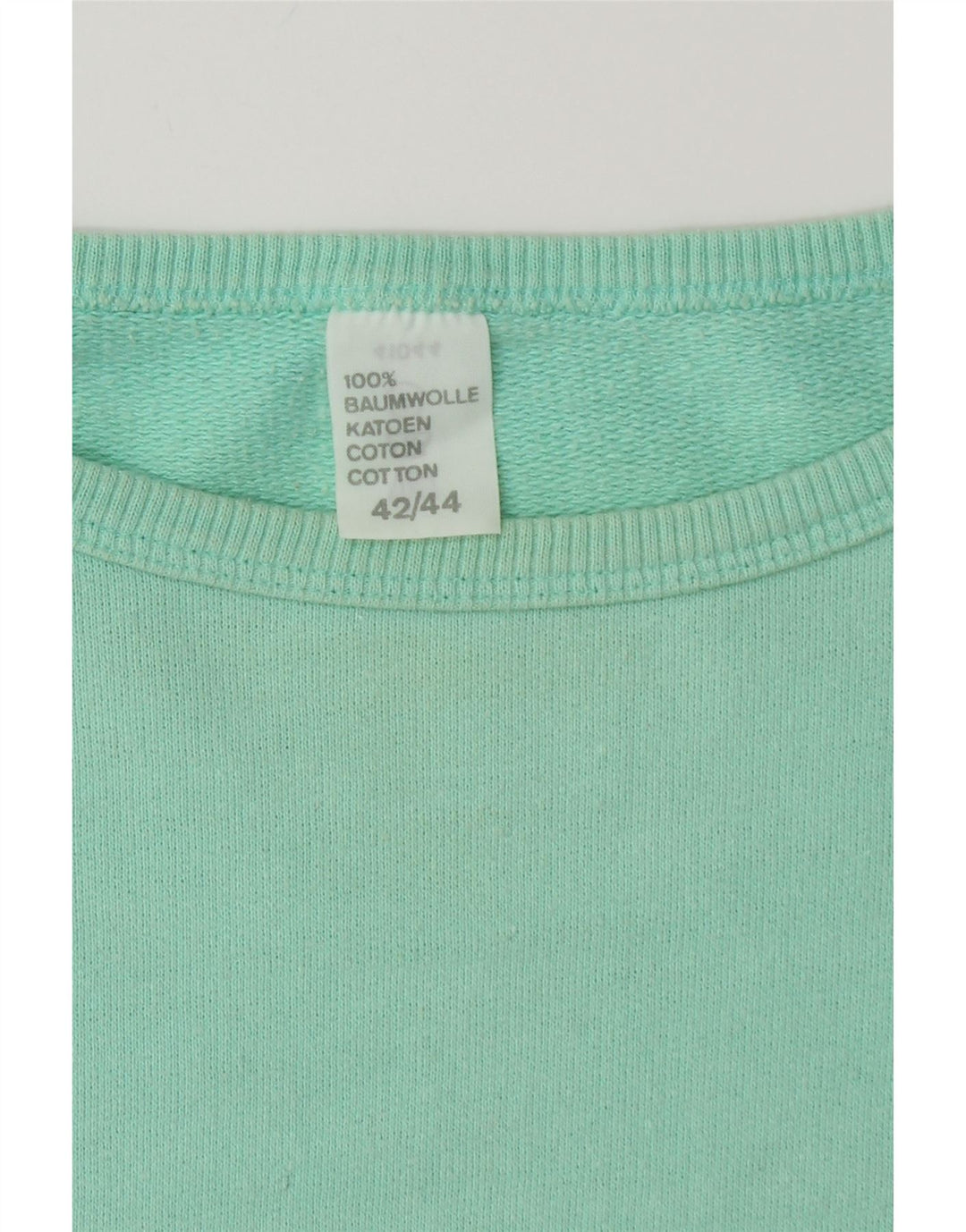 VINTAGE Sweat Femme Jumper IT 42/44 Coton Turquoise Moyen