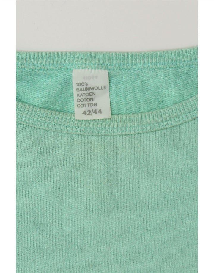VINTAGE Sweat Femme Jumper IT 42/44 Coton Turquoise Moyen