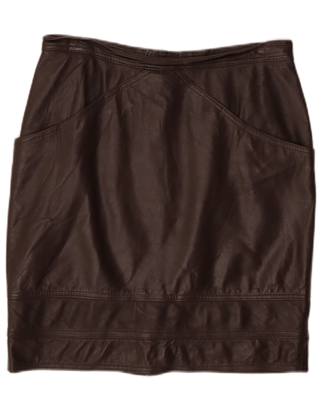 Conbipel Jupe En Cuir Femme IT 46 Large W30 Cuir Marron