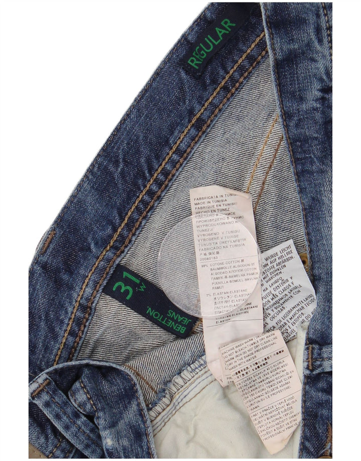 Benetton Jean Droit Regular Femme W31 L28 Bleu Coton