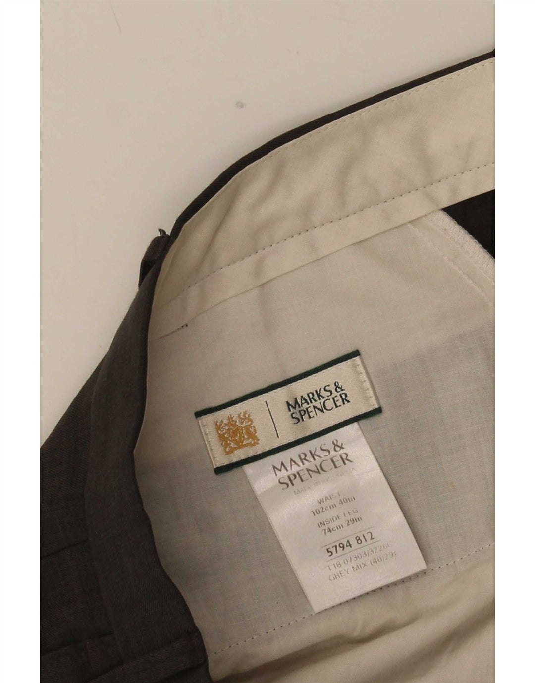 Marks & Spencer Pantalon décontracté chevillé pour homme W40 L29 Gris Polyester