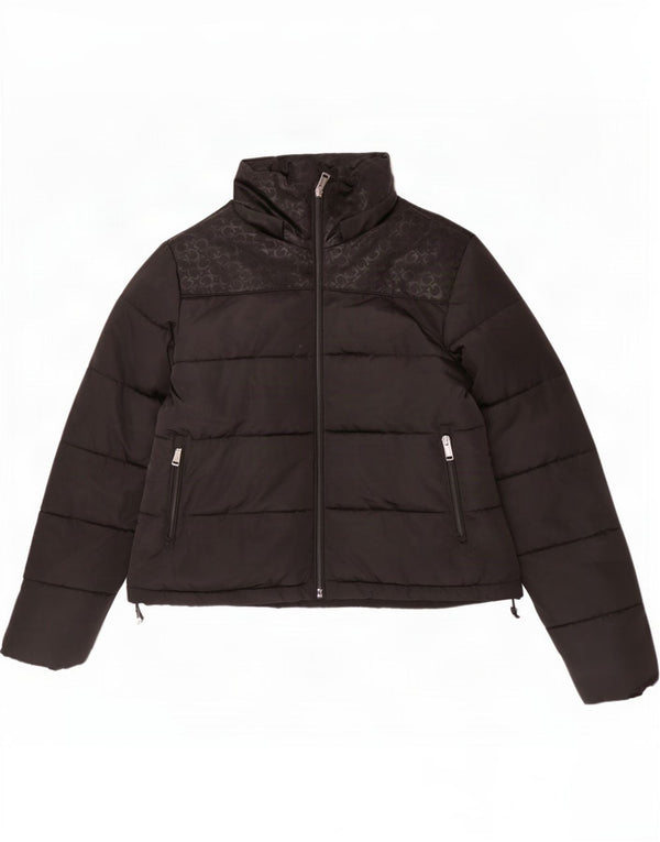 Guess Veste matelassée Crop Graphic pour femme UK 6 XS Noir Polyester