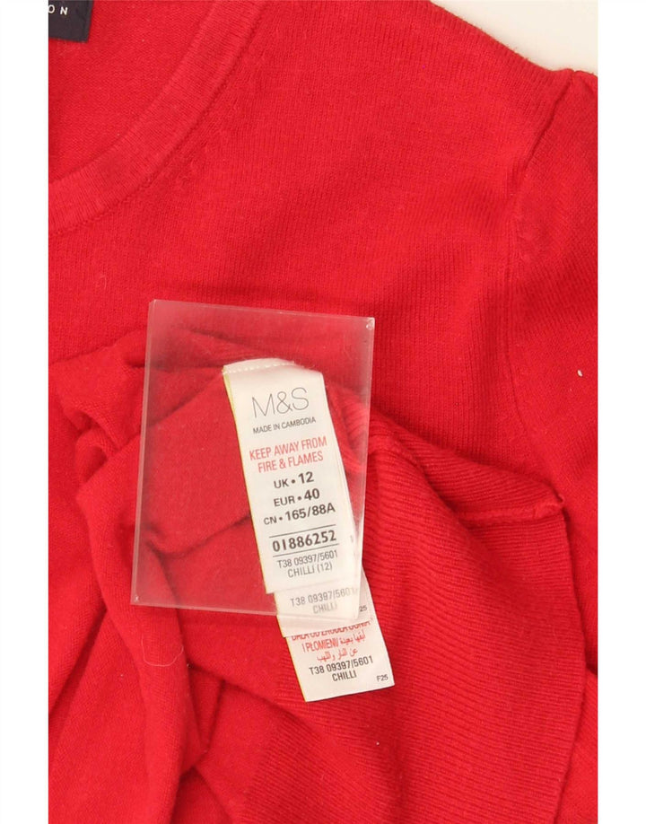 Marks & Spencer Pull Cardigan Femme UK 12 Viscose Rouge Moyen
