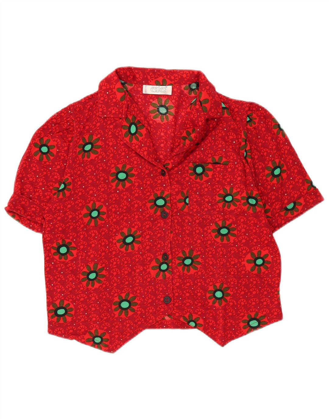 Codice Chemisier court à manches courtes pour femme UK 46 Grand motif floral rouge