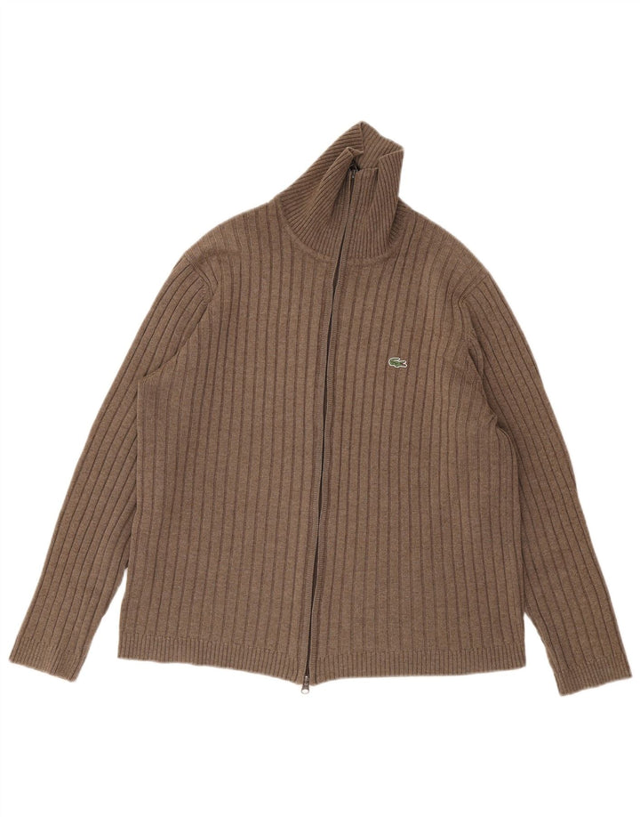 Lacoste Homme Cardigan Pull Taille 6 XL Laine Marron