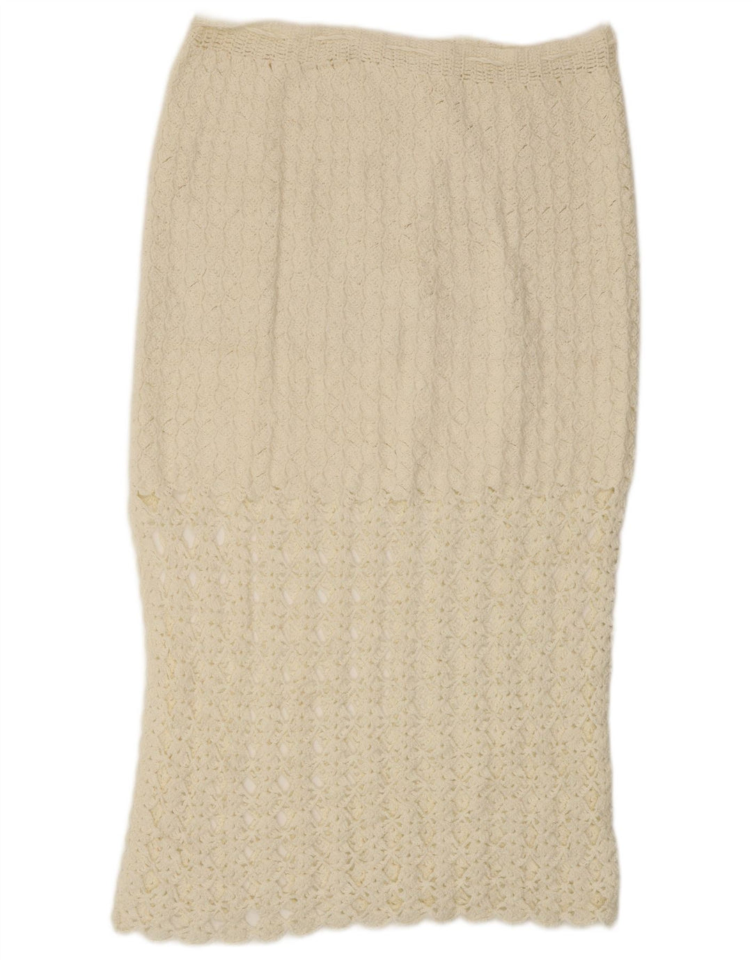 VINTAGE Femmes Crochet Midi Jupe W32 Grand Blanc