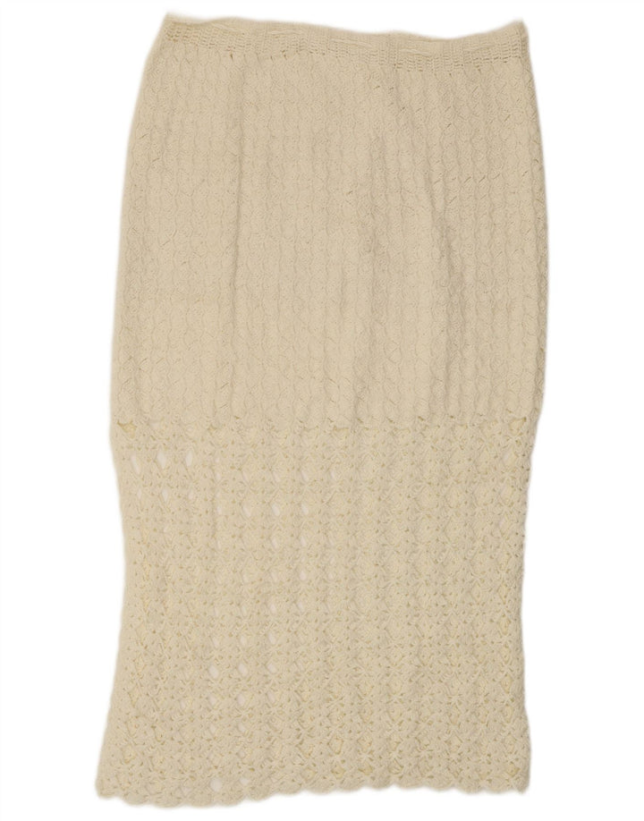 VINTAGE Femmes Crochet Midi Jupe W32 Grand Blanc