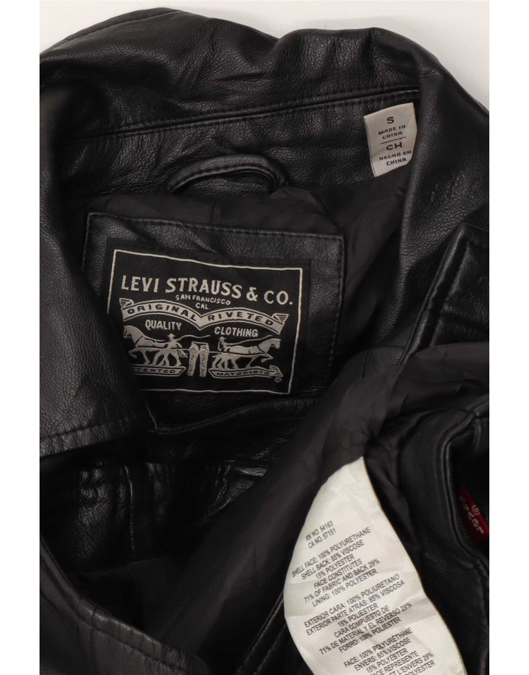 Levi's Veste de motard courte en similicuir femme UK 10 Small Noir Polyuréthane