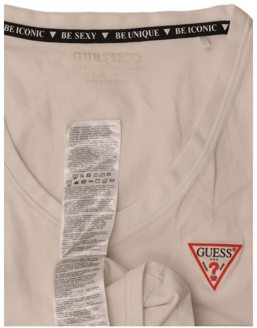 Guess T-Shirt Femme Top UK 12 Coton Blanc Moyen