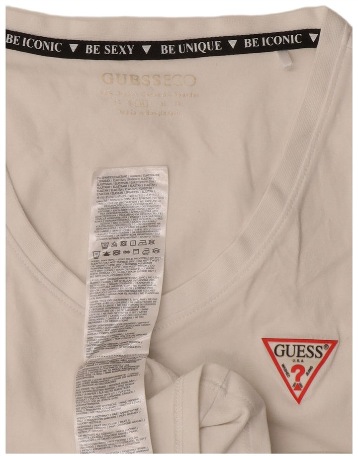 Guess T-Shirt Femme Top UK 12 Coton Blanc Moyen