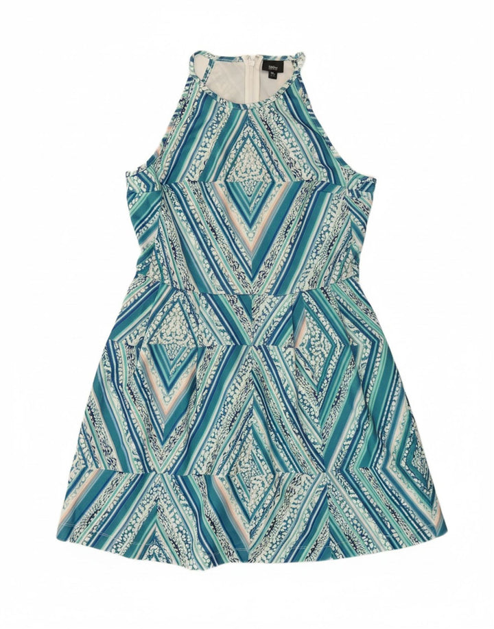 MOSSIMO Womens Sleeveless A-Line Dress UK 18 XL Blue Geometric Polyester
