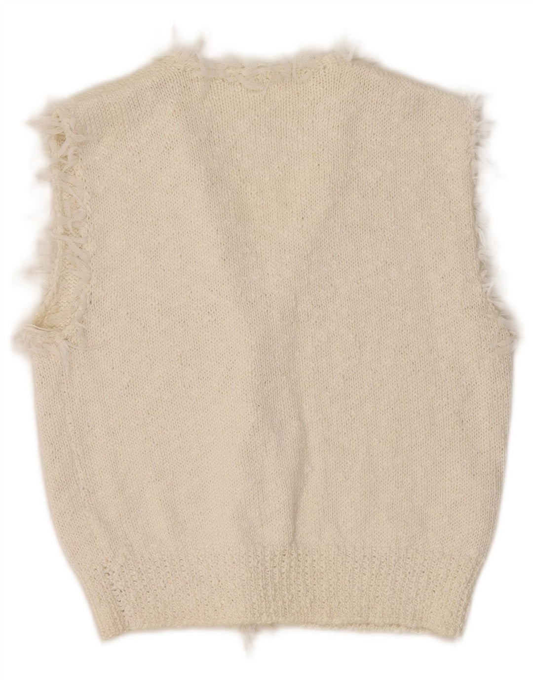 vintage Womens Crop Vest Débardeur UK 10 Petit Blanc Cassé