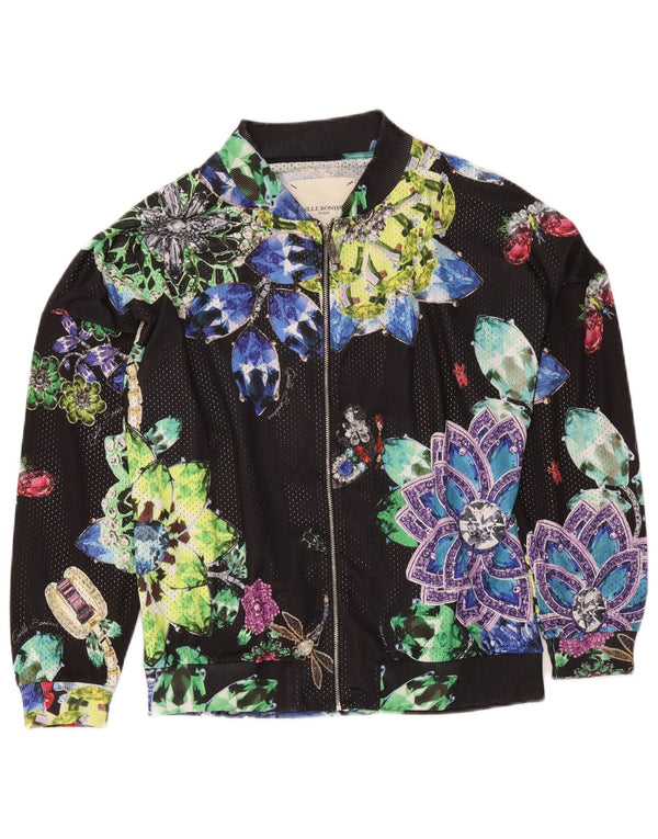 Gaelle Bonheur Veste de survêtement surdimensionnée pour femme UK 2 2XS Noir Floral