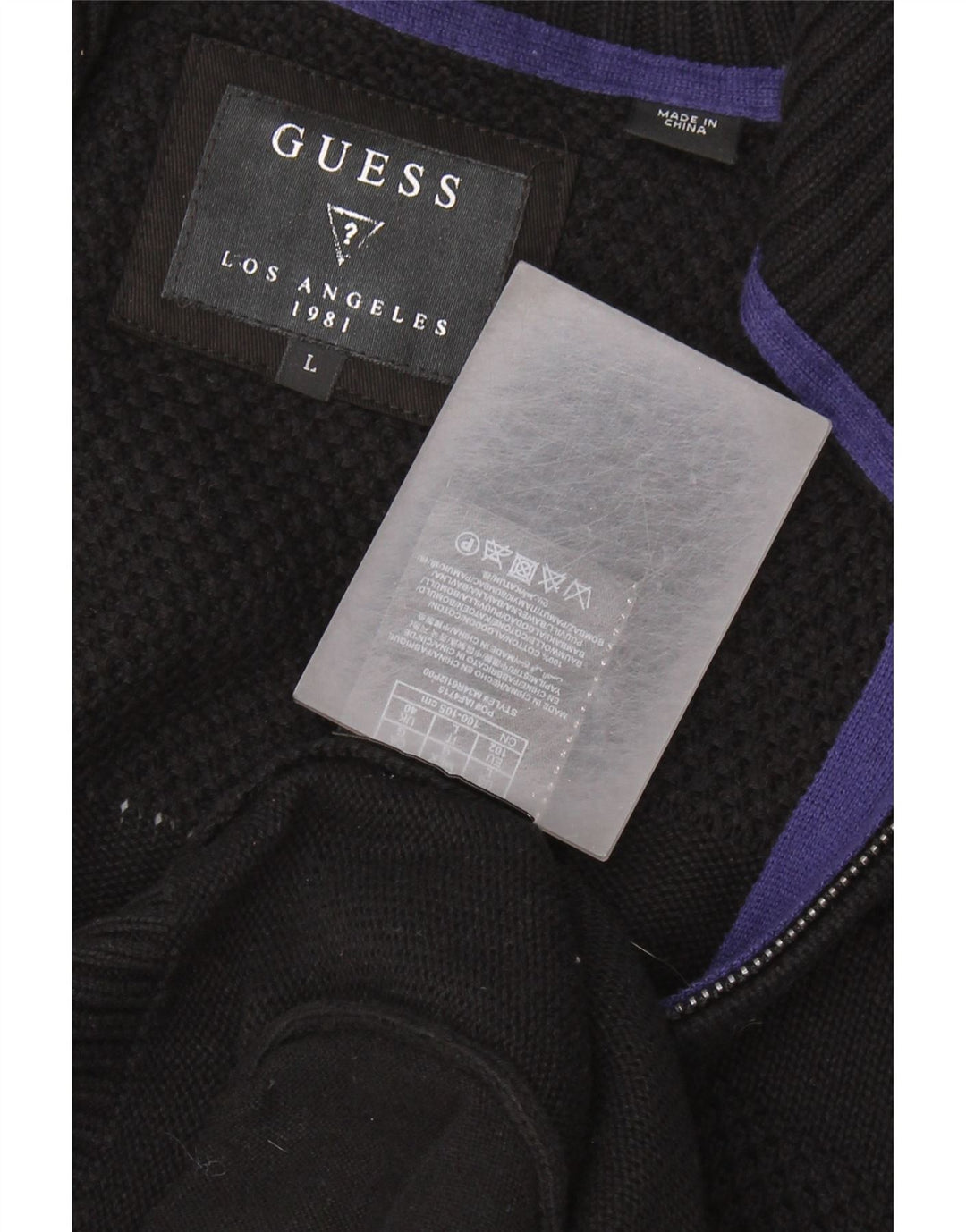 GUESS Cardigan Homme Pull Large Noir Coton