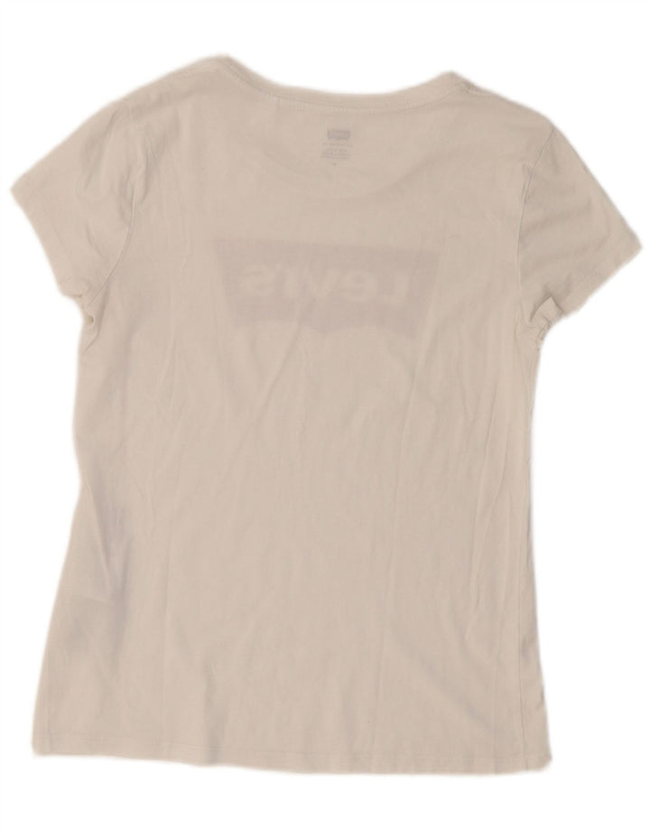 LEVI'S T-Shirt Graphique Femme UK 12 Coton Blanc Moyen