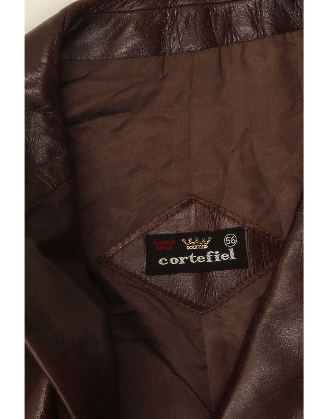 Cortefiel Veste en cuir pour homme IT 56 3XL Marron