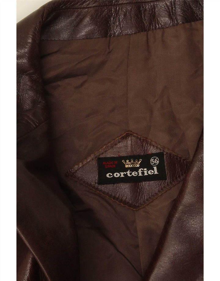 Cortefiel Veste en cuir pour homme IT 56 3XL Marron