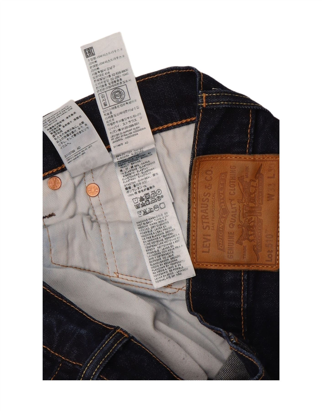 LEVI'S Jean Skinny 510 Homme W33 L28 Bleu Marine Coton