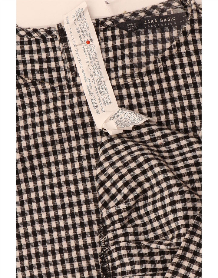 Zara Robe basique surdimensionnée à manches 3/4 pour femme UK 10 Petit vichy noir