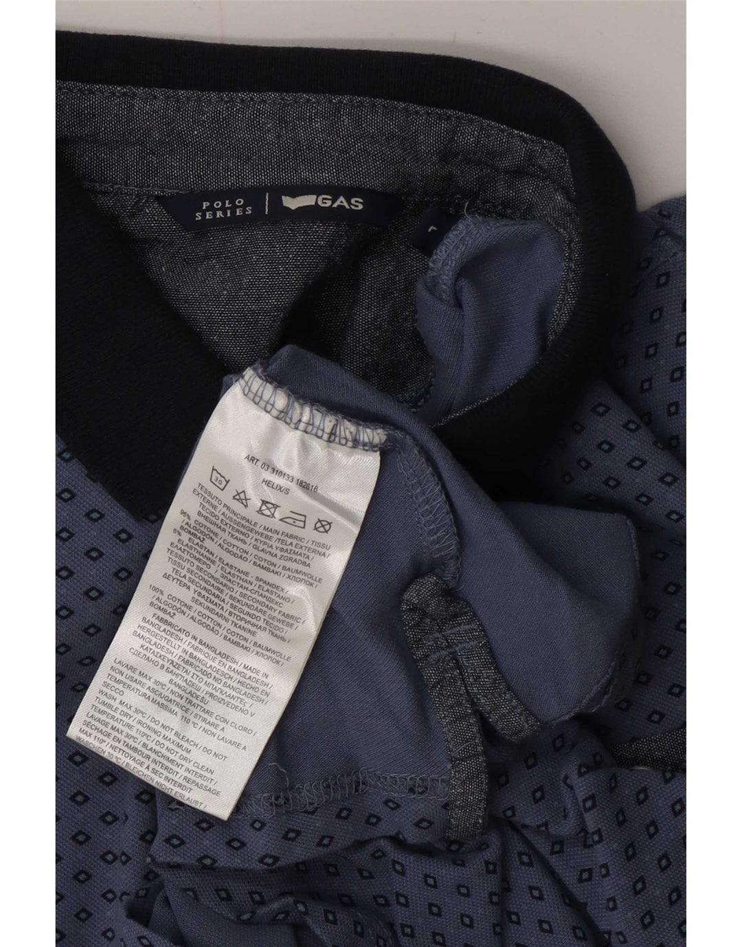 Gas Polo Homme Grand Bleu Géométrique Coton