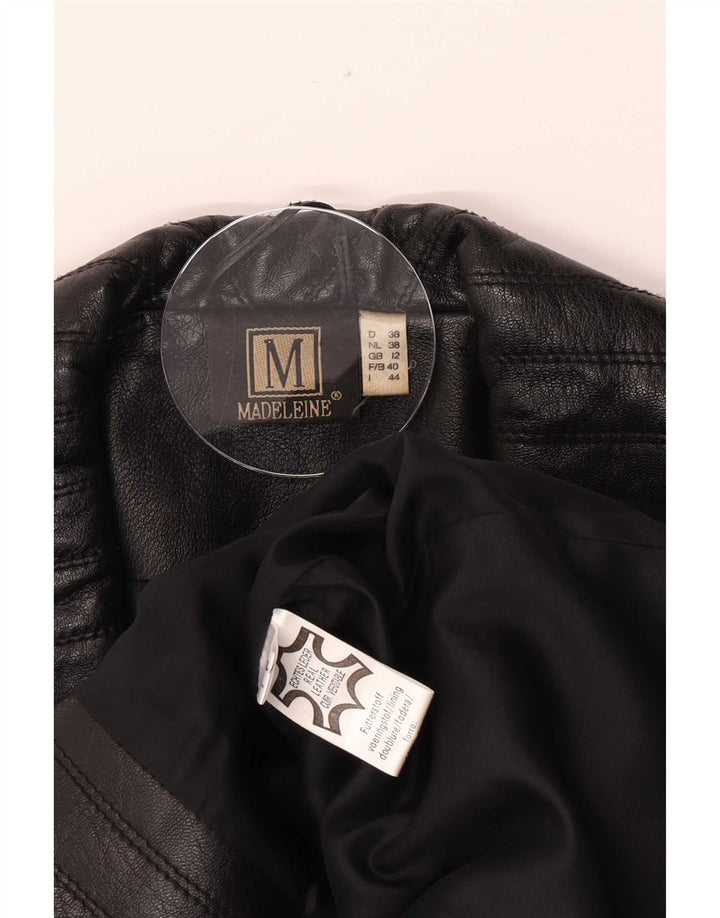 Madeleine Veste en cuir double boutonnage pour femme UK 12 Medium Noir
