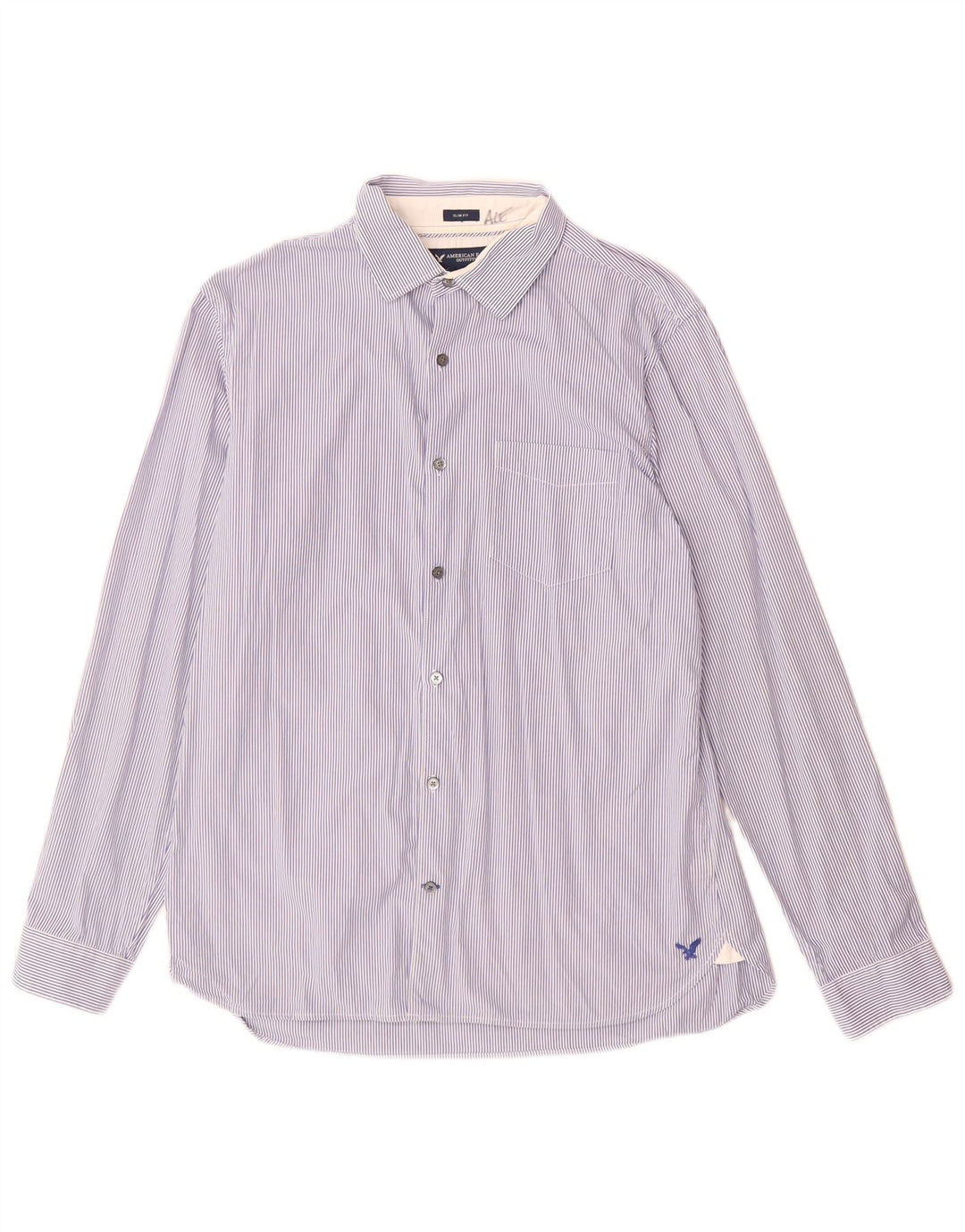 American Eagle Chemise cintrée pour homme en coton à rayures bleues