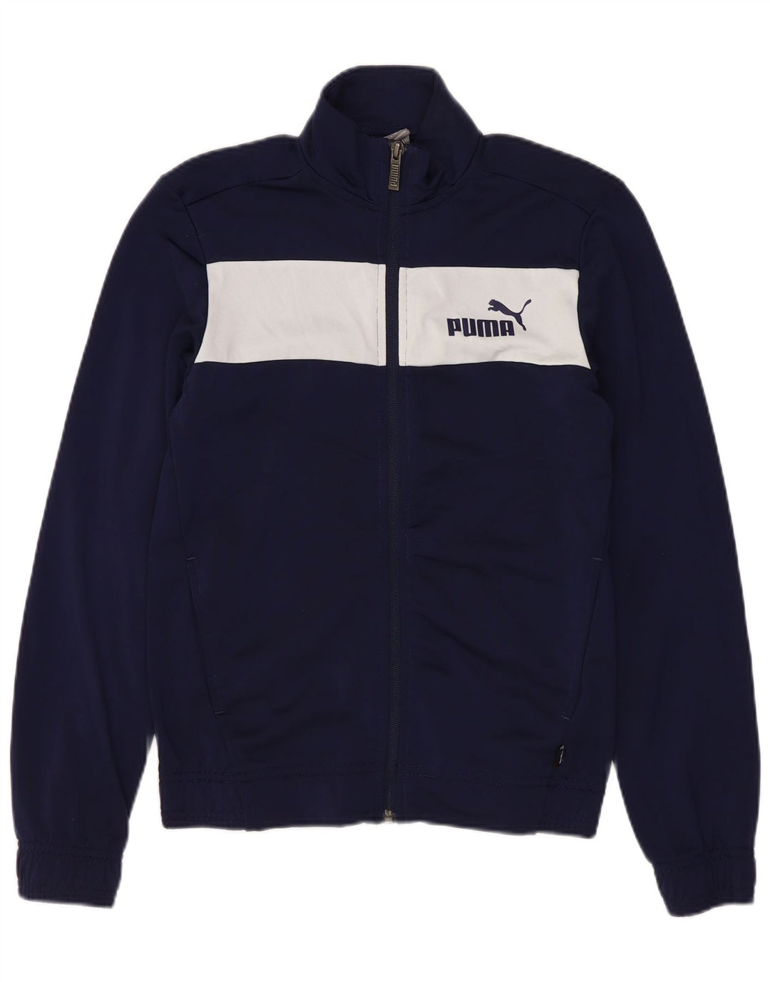 PUMA Veste de survêtement graphique pour garçon 11-12 ans Bleu marine Colourblock