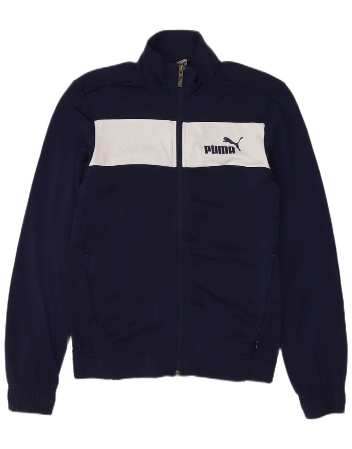 PUMA Veste de survêtement graphique pour garçon 11-12 ans Bleu marine Colourblock