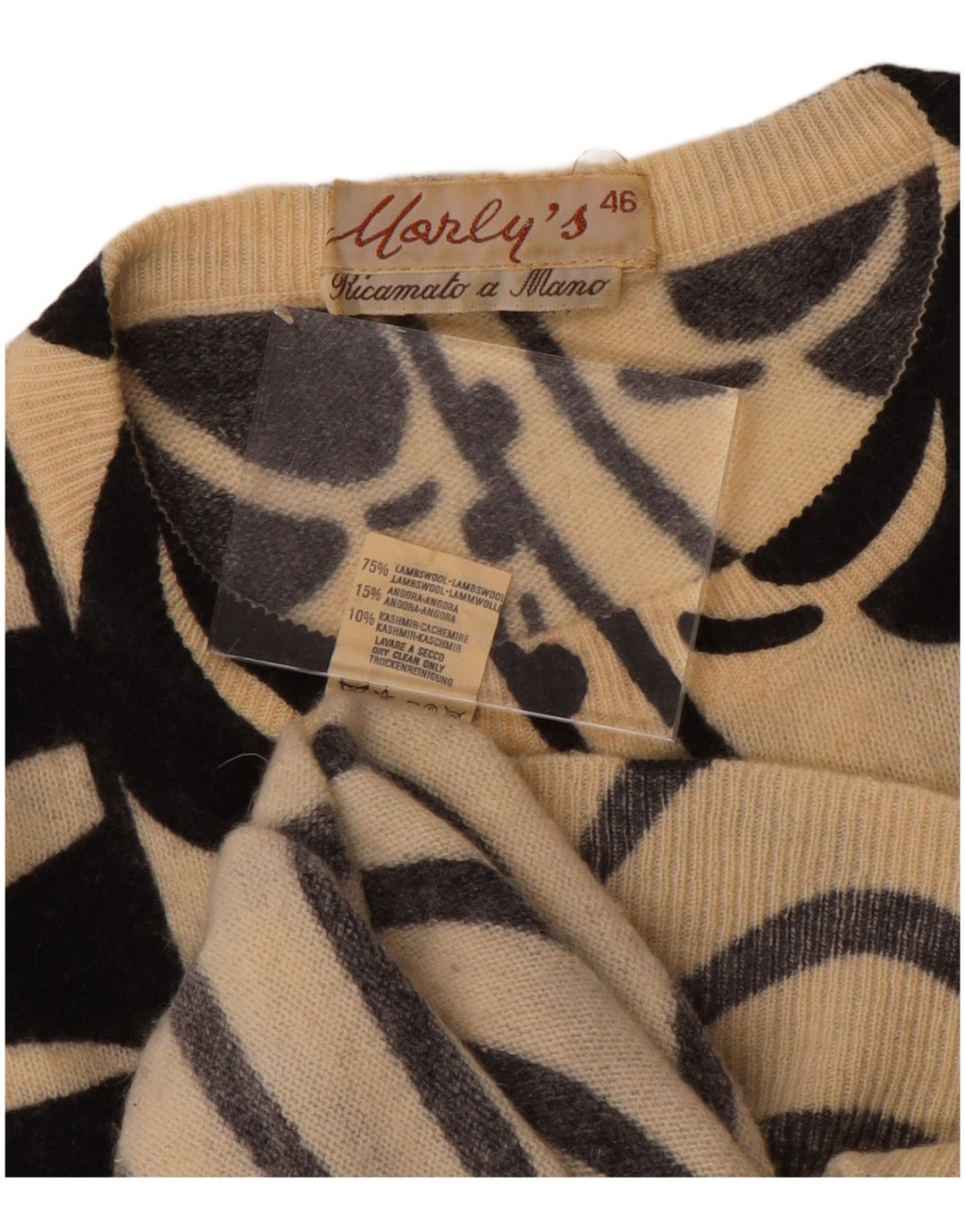 MARLY'S Pull col rond chauve-souris pour femme EU 46 XL Blanc Floral