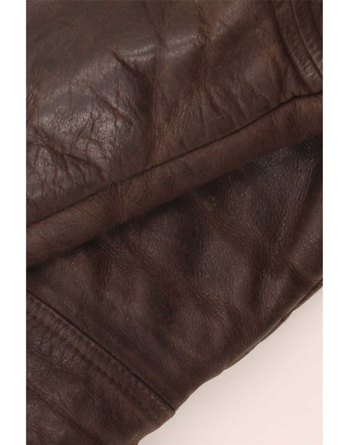 Veste en cuir Sherpa homme vintage UK 40 Grand Marron