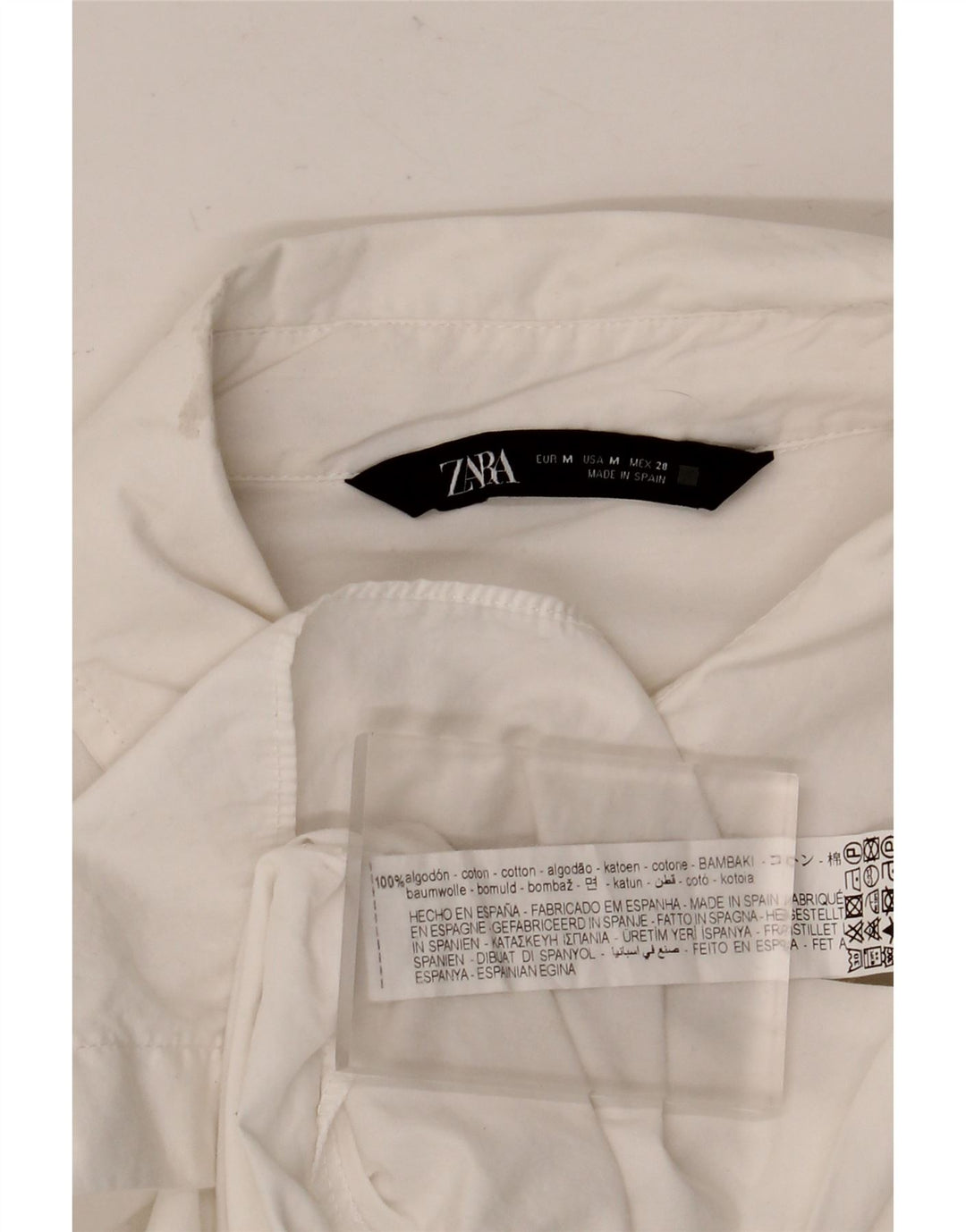 ZARA Robe chemise surdimensionnée pour femme UK 14 en coton blanc moyen