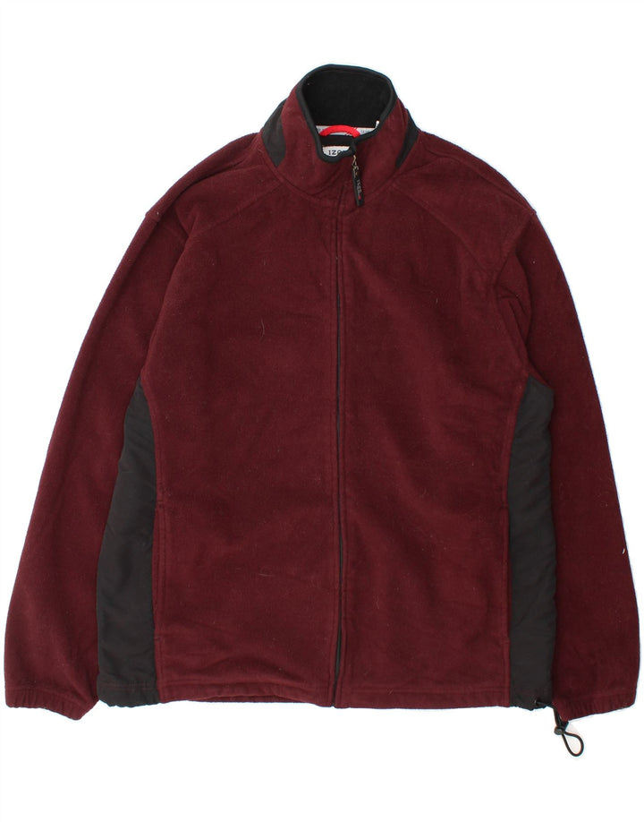 IZOD Mens Fleece Jacket UK 40 Large Burgundy Colourblock Polyester Vintage Izod and Second-Hand Izod from Messina Hembry 
