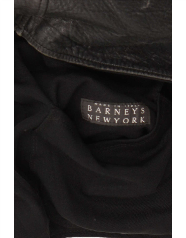 BARNEYS Veste en cuir pour homme UK 36 Small Noir