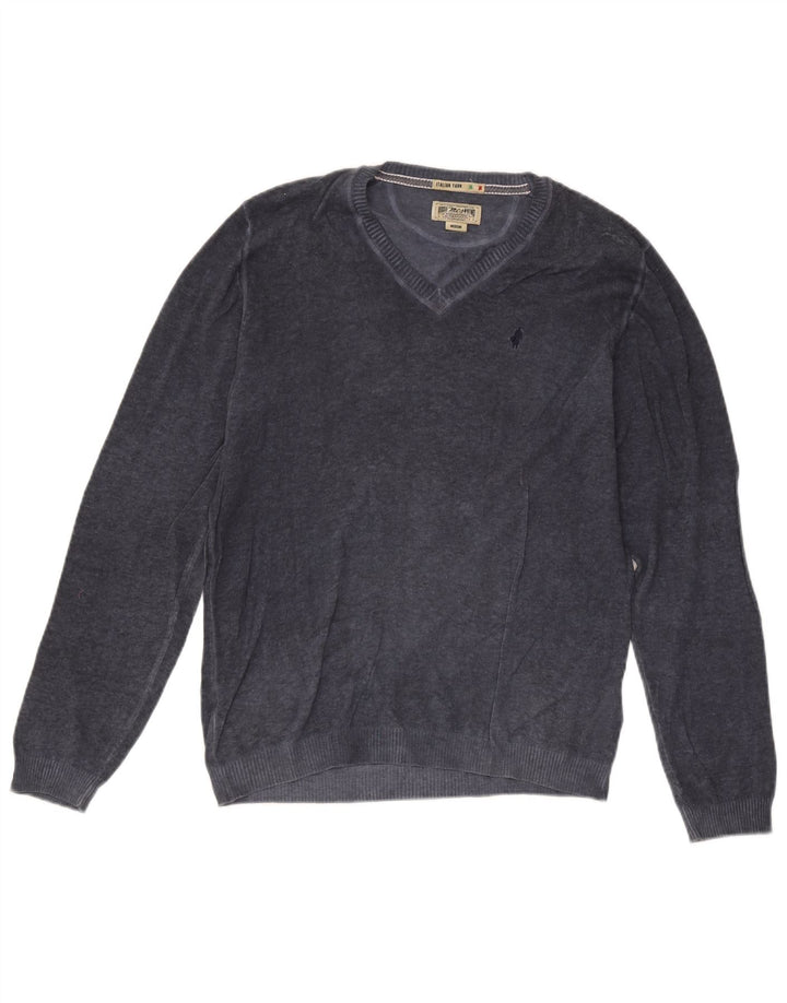 Marlboro Classics Pull col V Homme Bleu Marine Moyen Coton