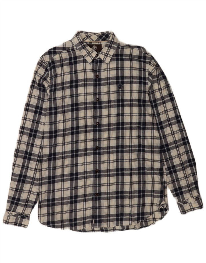 Timberland Chemise Regular Fit Flanelle Homme Bleu Moyen Carreaux Coton