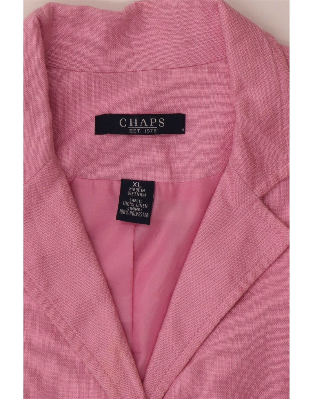 Chaps Veste Blazer 4 Boutons à Manches 3/4 pour Femme UK 18 XL Lin Rose