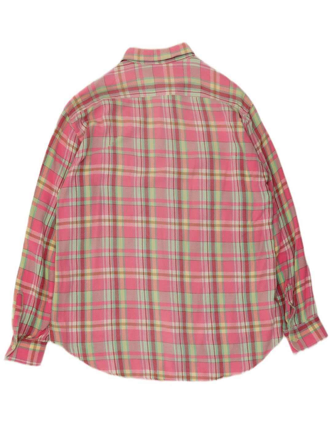 Benetton Chemise En Flanelle Grand Carreau Rose Coton Homme