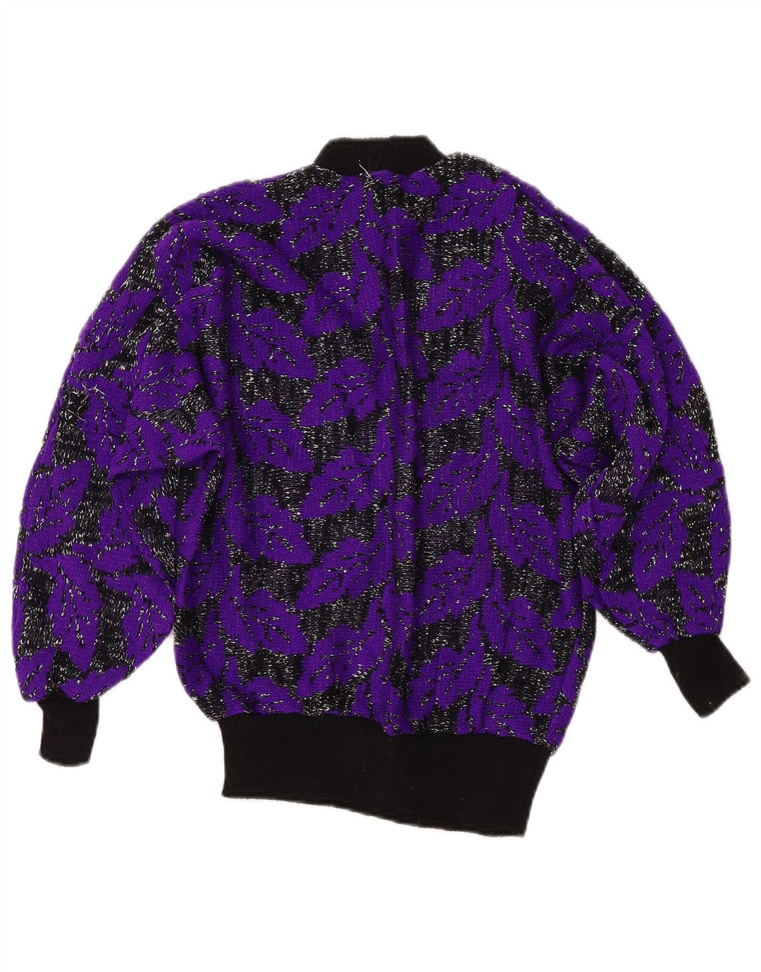 VINTAGE Femme Col Roulé Pull Pull UK 8 Petit Violet Colorblock