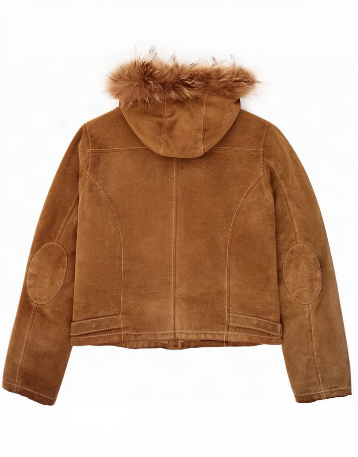 Conbipel Veste À Capuche En Daim Femme IT 46 Grand Cuir Marron