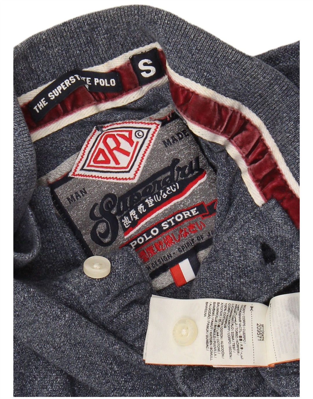 SUPERDRY Polo Graphique à Manches Longues Homme Petit Bleu Marine Coton