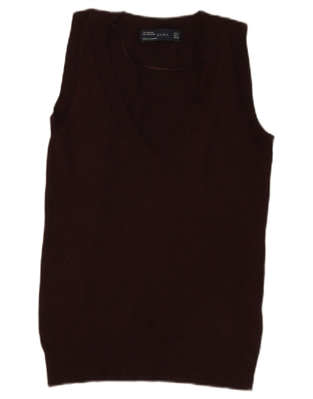 Zara Femme Débardeur UK 10 Small Marron Viscose