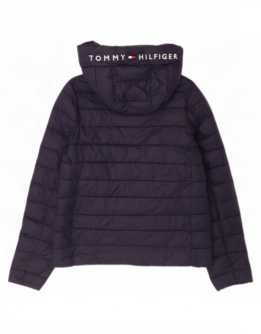 Tommy Hilfiger Veste matelassée à capuche graphique pour femme UK 14 Bleu marine moyen