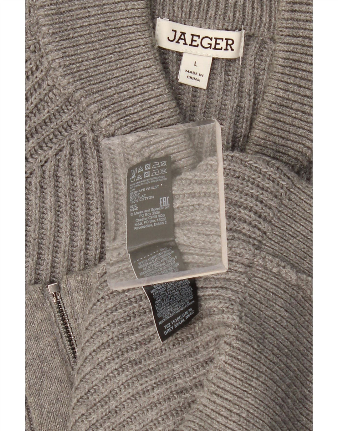JAEGER Cardigan Homme Pull Large Gris Coton